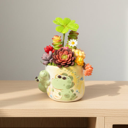Little Croc Garden clay succulent planter — styled on desk, nature-inspired office decor