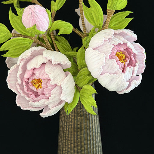Pink pipe cleaner peony bouquet — handcrafted chenille wire faux flowers gift presentation