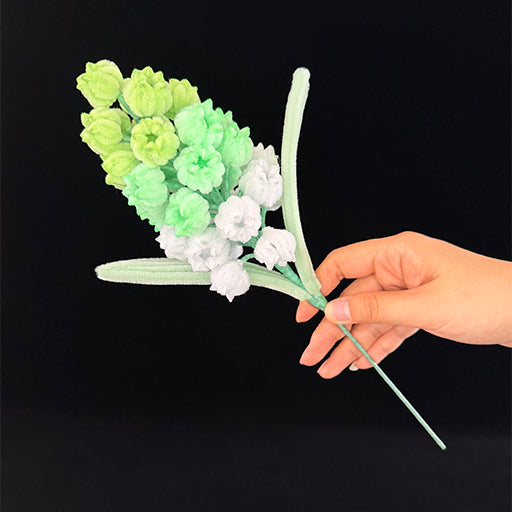 Pipe cleaner grape hyacinth — Avocado Green pastel stem, handmade chenille wire everlasting floral decor