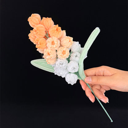 Pipe cleaner grape hyacinth — Coral pastel stem, handmade chenille wire everlasting floral decor