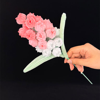 Pipe cleaner grape hyacinth — Peach pastel stem, handmade chenille wire everlasting floral decor