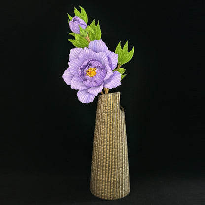 Violet pipe cleaner peony stem — handcrafted chenille wire everlasting floral decor